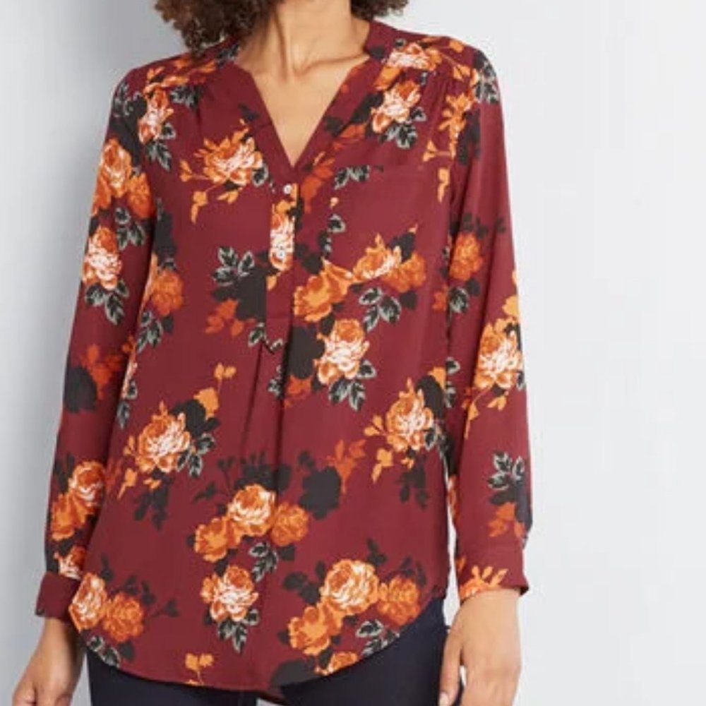 Floral long-sleeve blouse NWOT